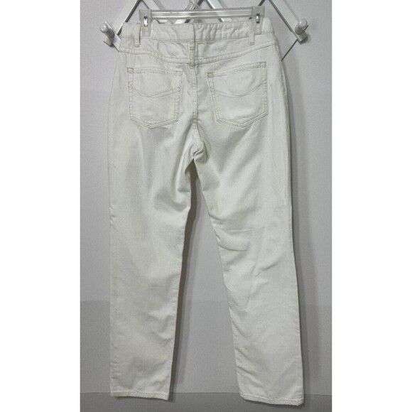 J Jill Woman's White Denim Jeans Size 6  Straight Leg Bottoms 5 Pocket Mid Rise - Picture 4 of 13